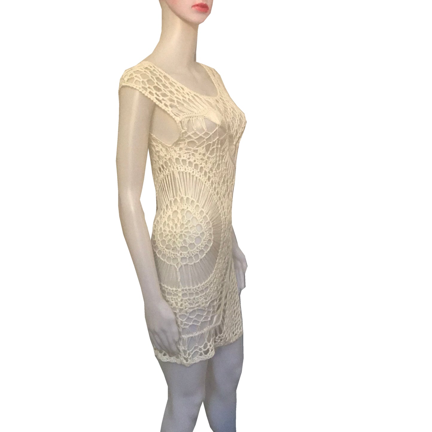 Vintage 1960s Hand-Crocheted Tank Dress