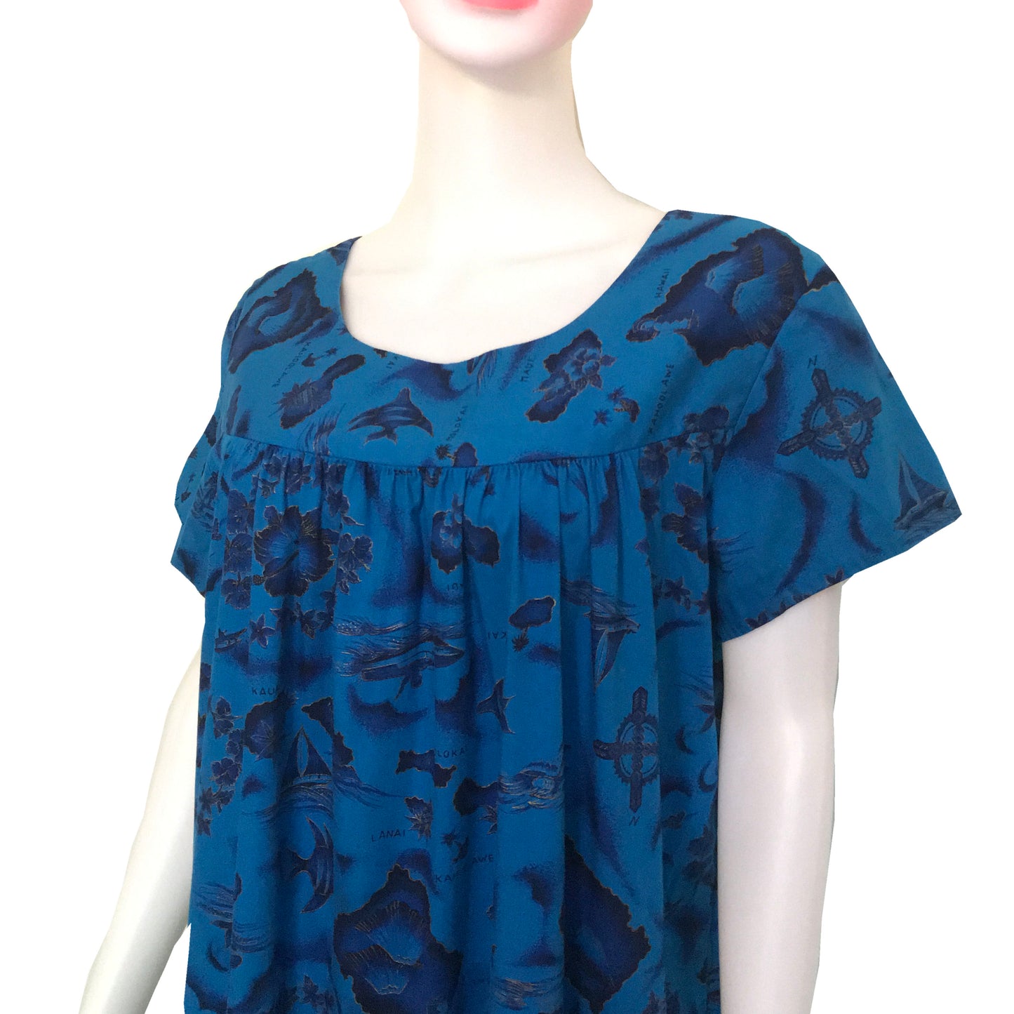 Vintage 1960s Hawaiian Caftan With Island Print