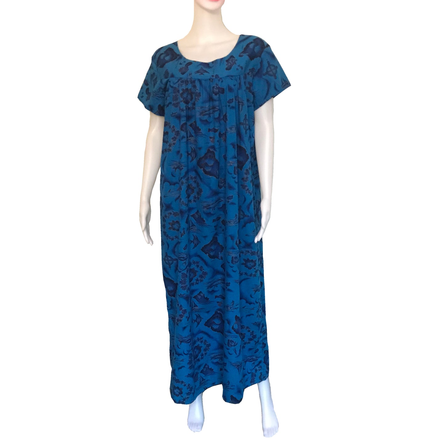Vintage 1960s Hawaiian Caftan With Island Print
