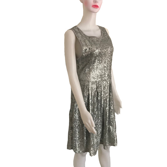 Vintage 1990s Silver Sequined Skater Dress