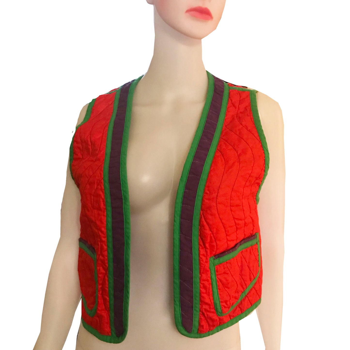 Vintage 1970s Jeanne-Marc Quilted Dove Bird Vest