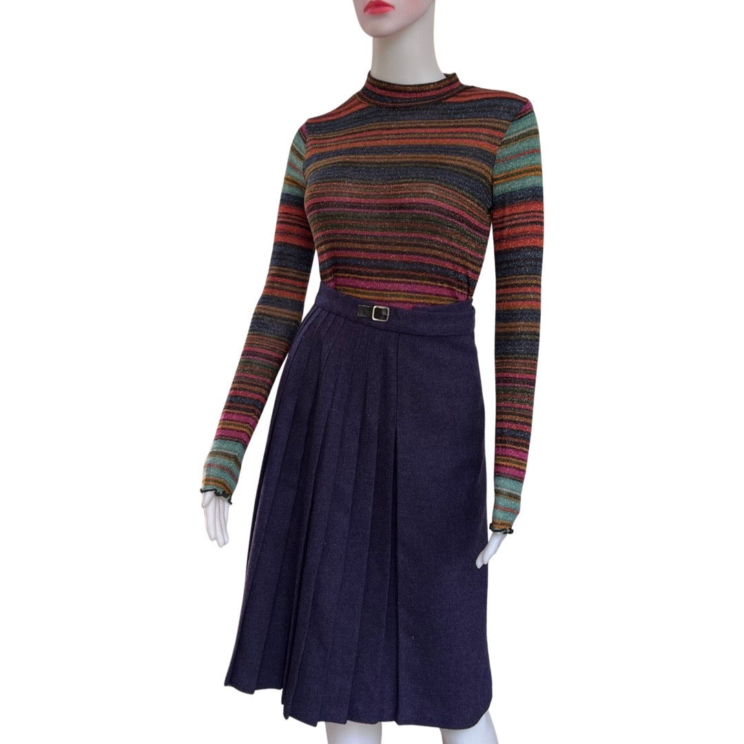 Vintage 1970s Pleated Wool Wrap Skirt