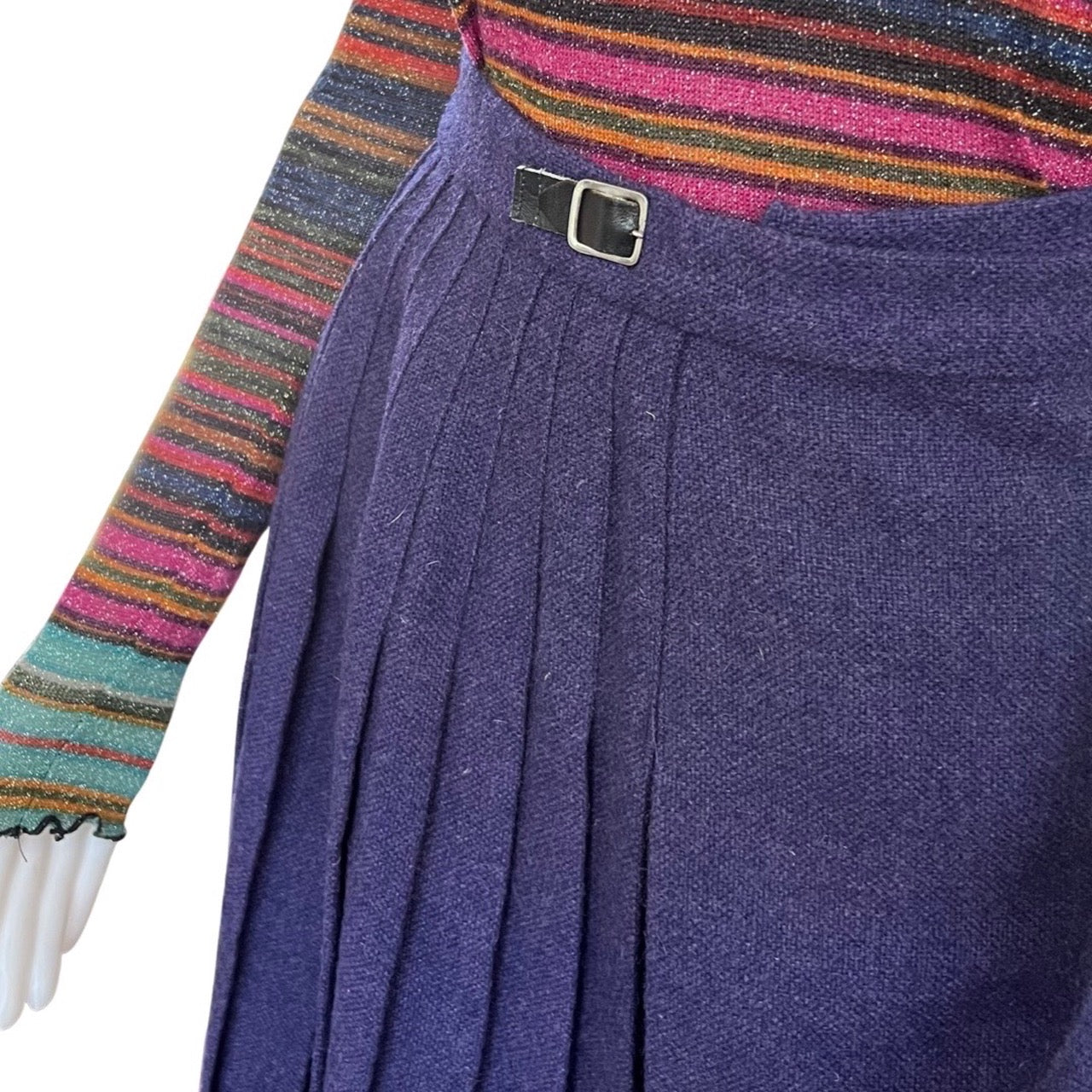 Vintage 1970s Pleated Wool Wrap Skirt