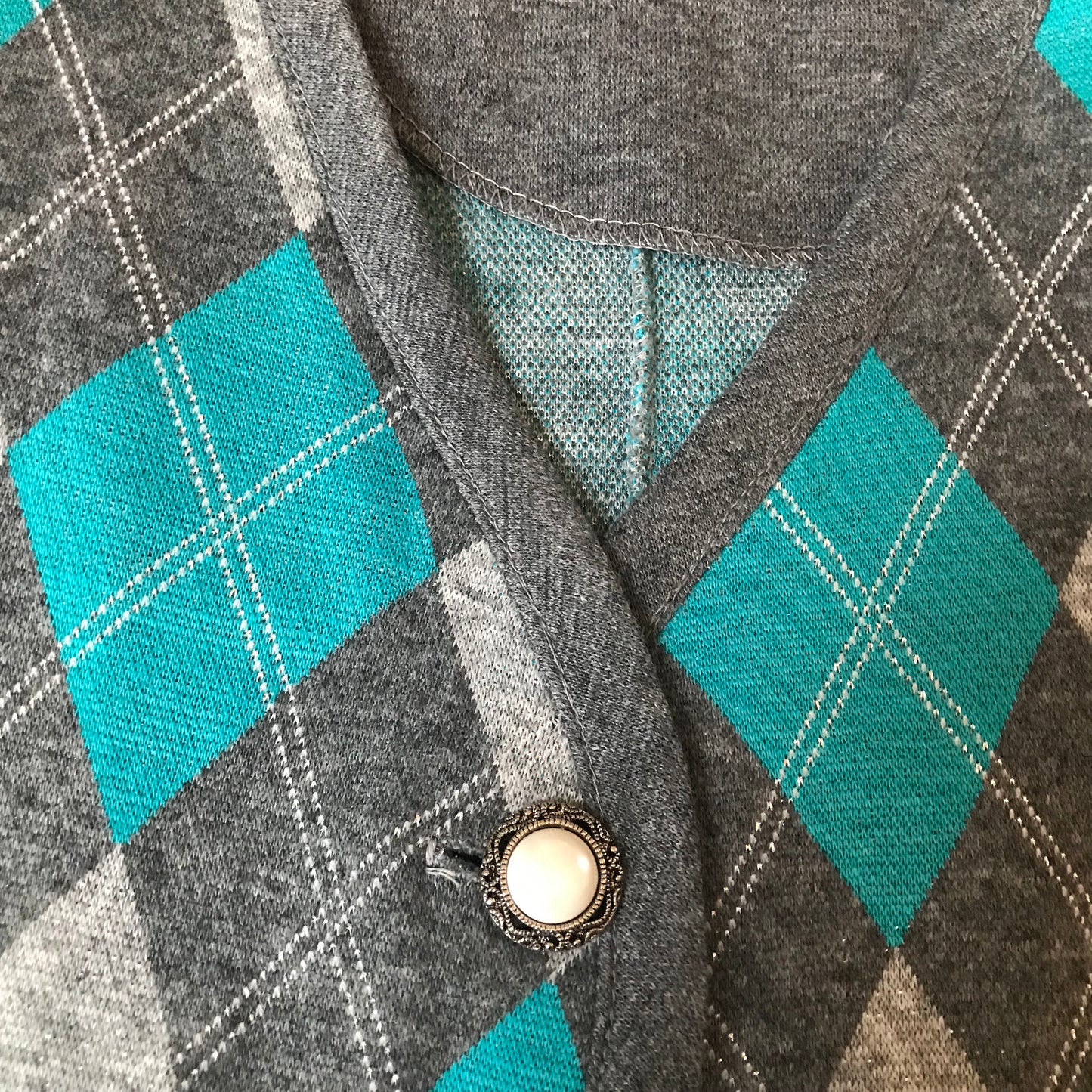 Vintage 1960s Argyle Sweater With Antique Buttons