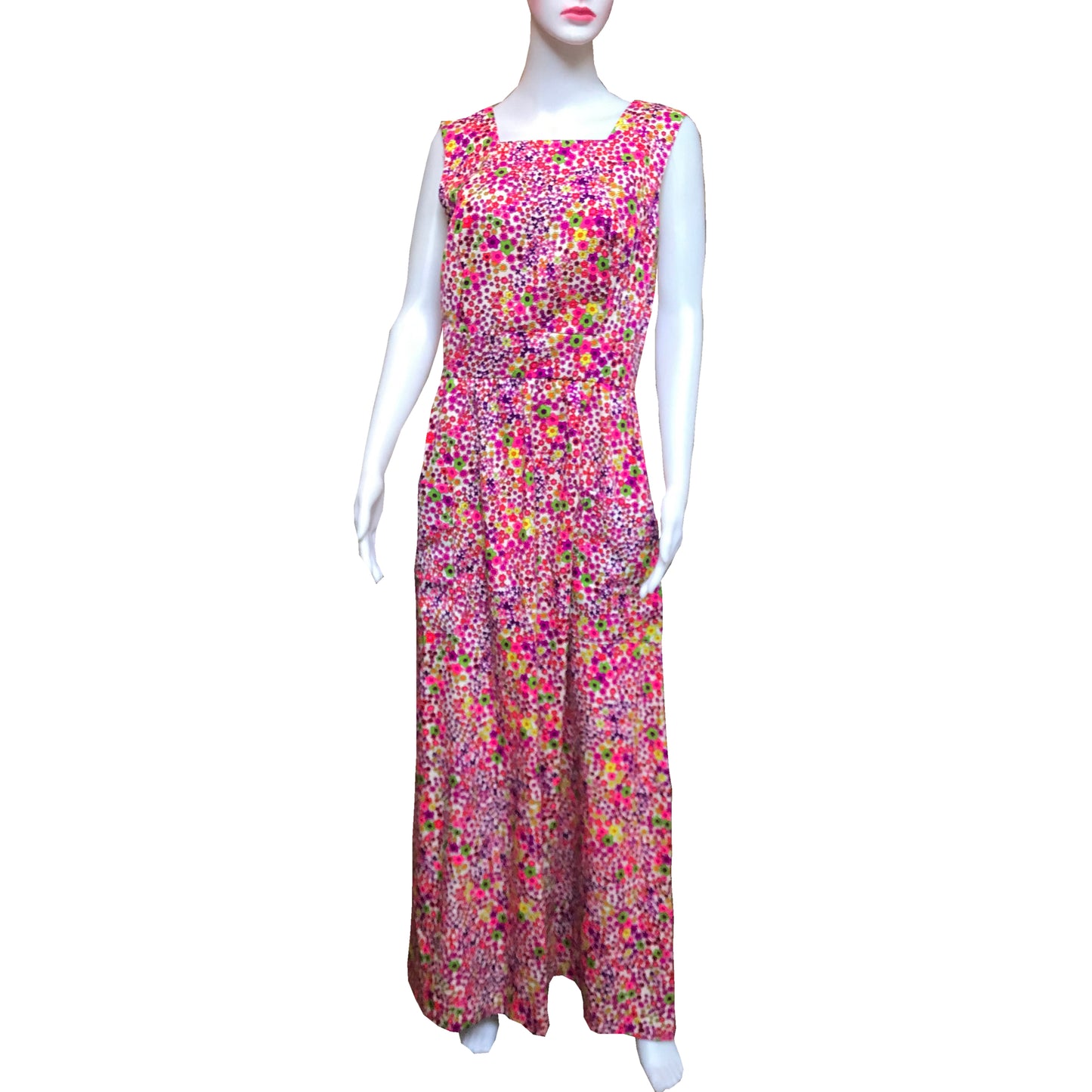 Vintage 1960s Floral Cotton Maxi Dress