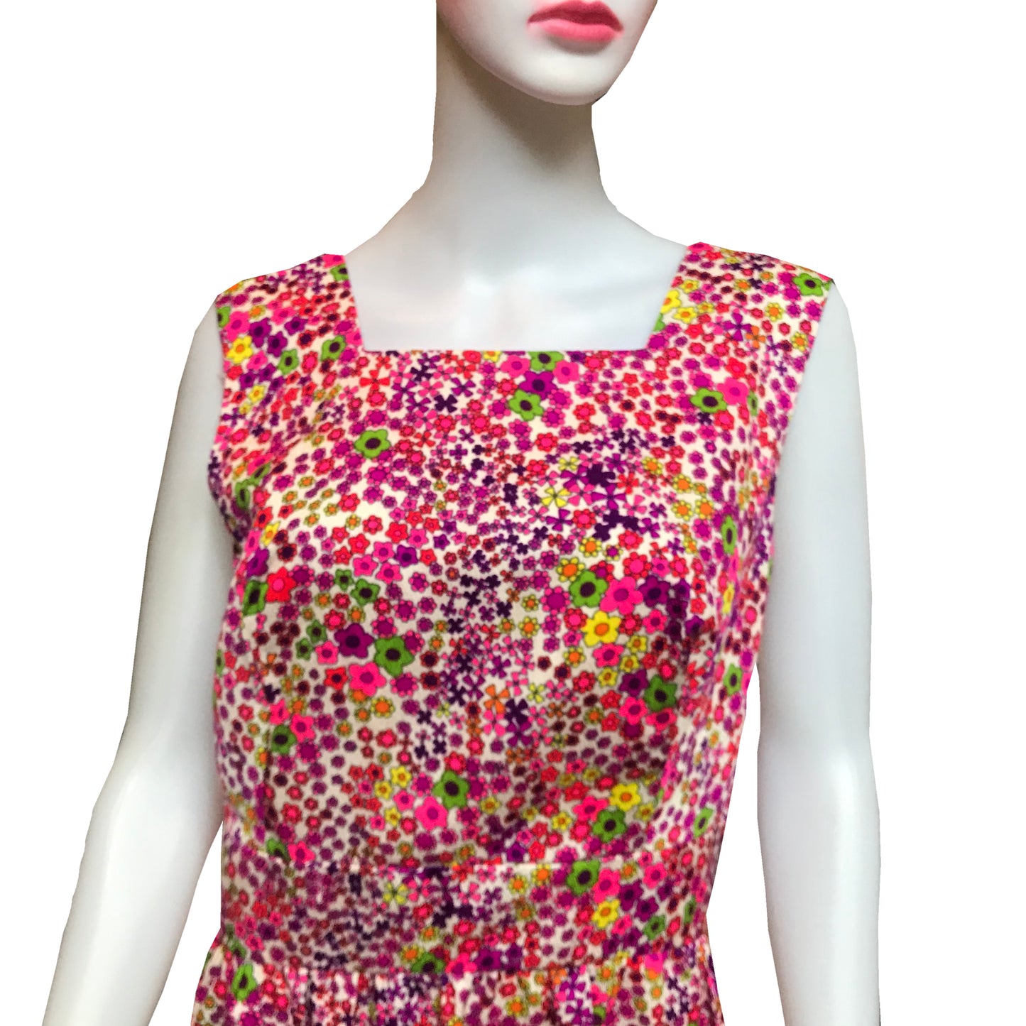 Vintage 1960s Floral Cotton Maxi Dress