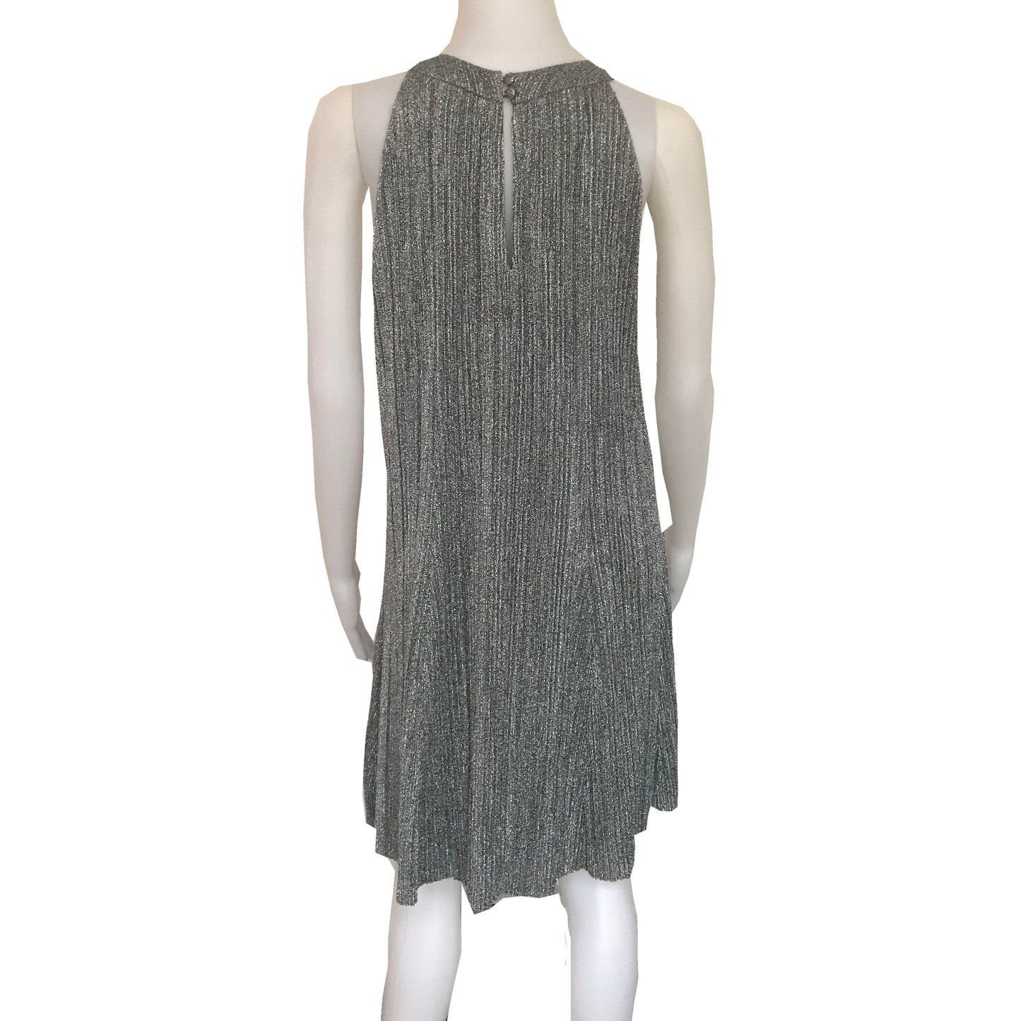 Vintage 1990s Metallic Silver Trapeze Dress