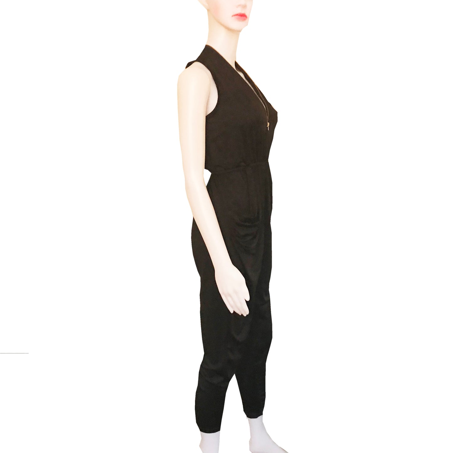 Vintage 1970s Sexy Black Dual-Zipper Jumpsuit