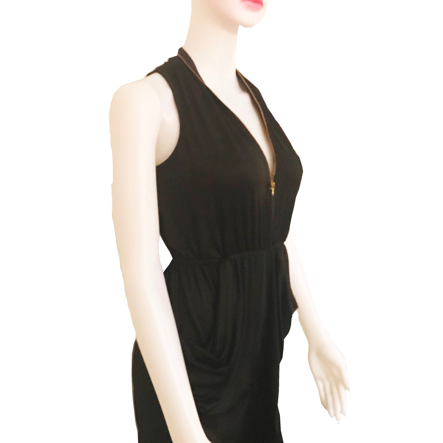 Vintage 1970s Sexy Black Dual-Zipper Jumpsuit