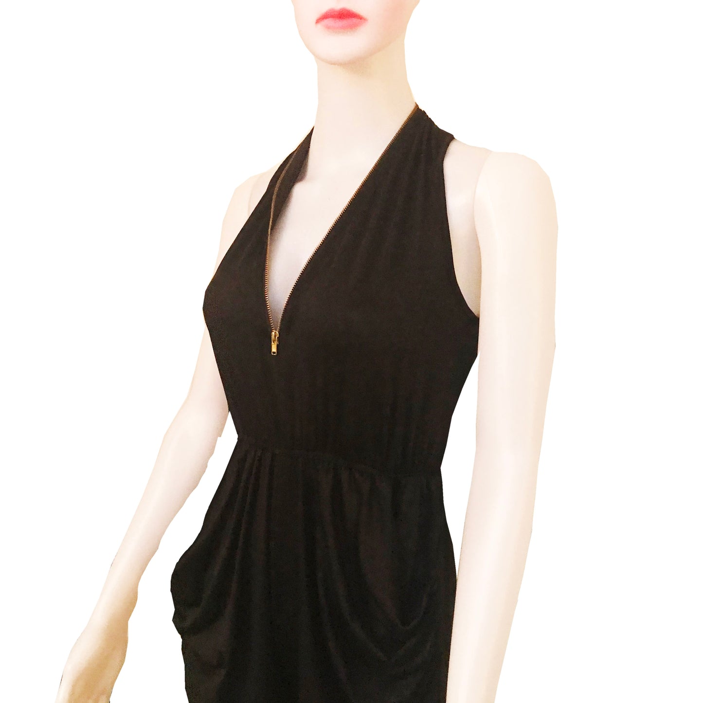 Vintage 1970s Sexy Black Dual-Zipper Jumpsuit