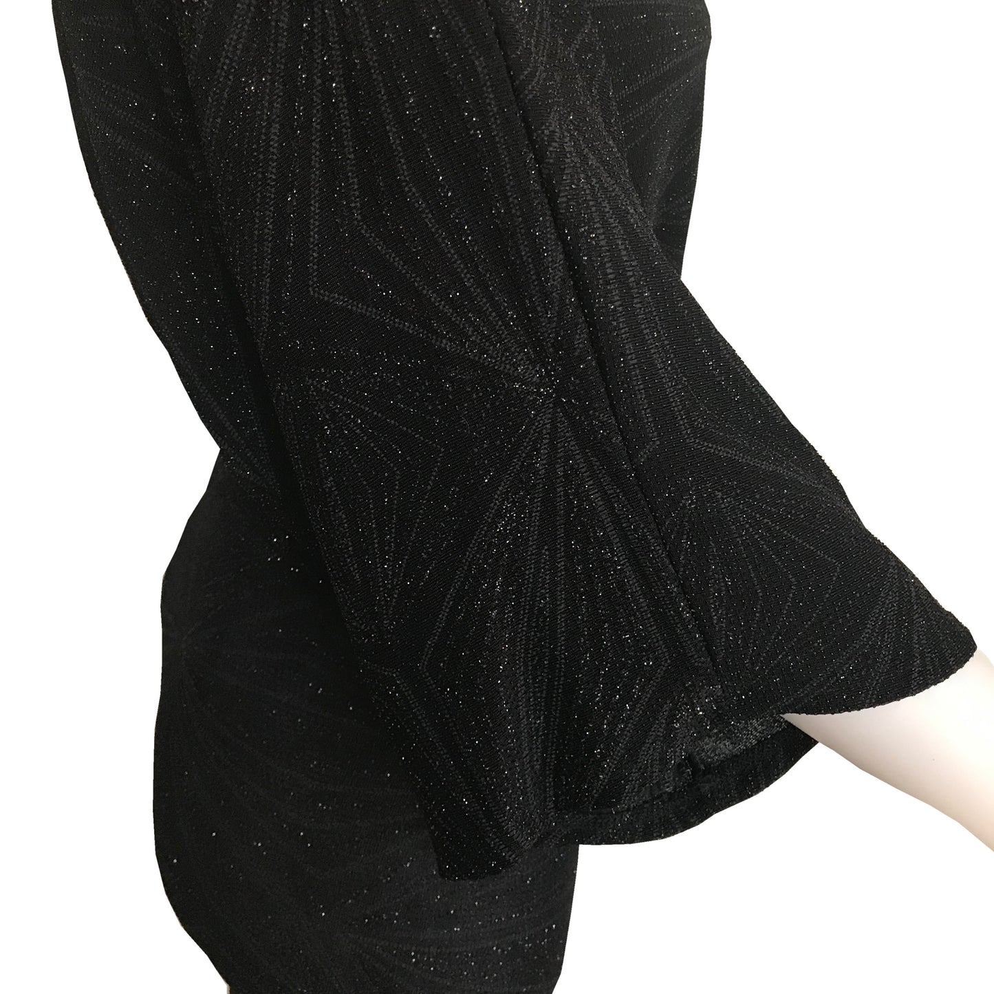 Vintage 1970s Black Dolman Sleeve Disco Dress