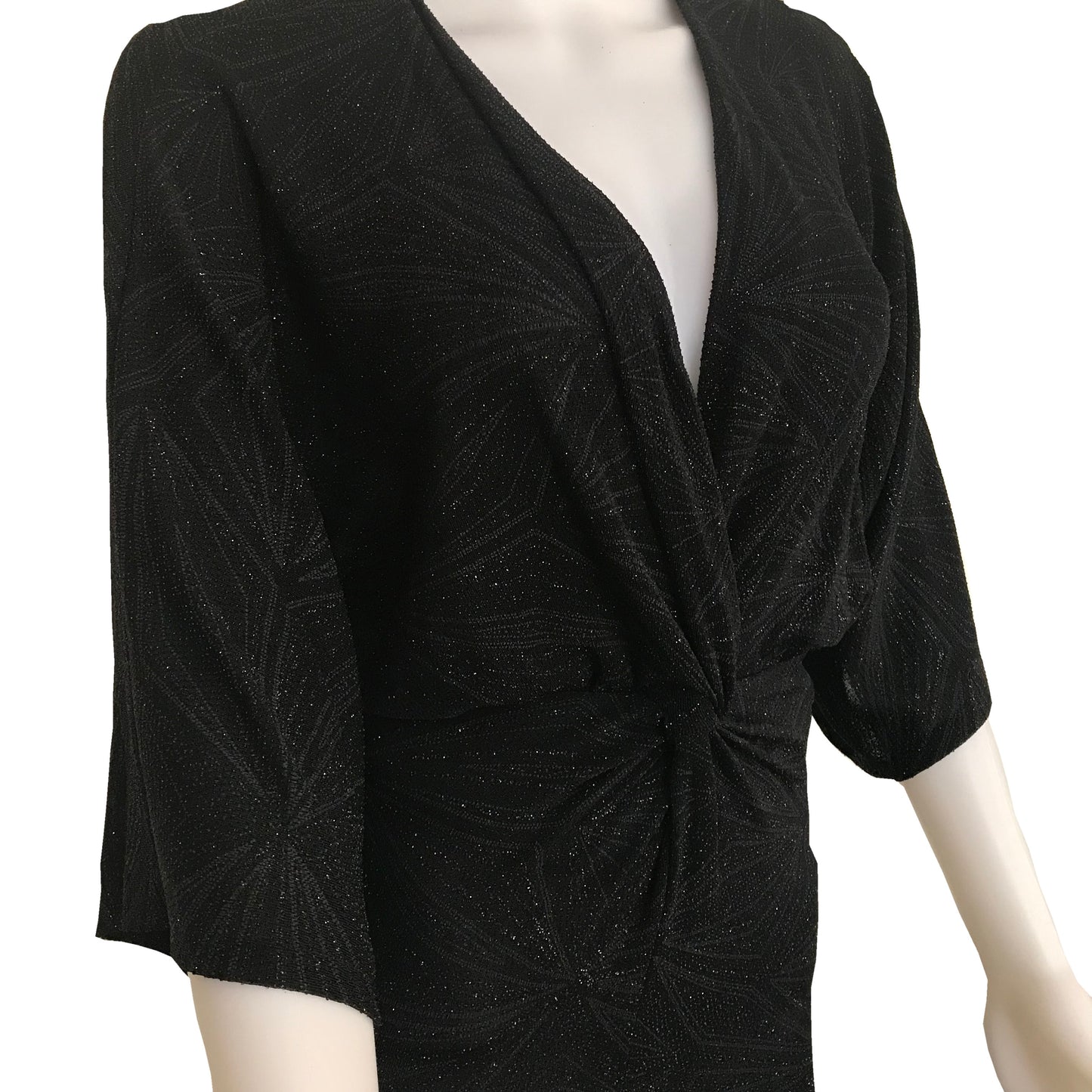 Vintage 1970s Black Dolman Sleeve Disco Dress