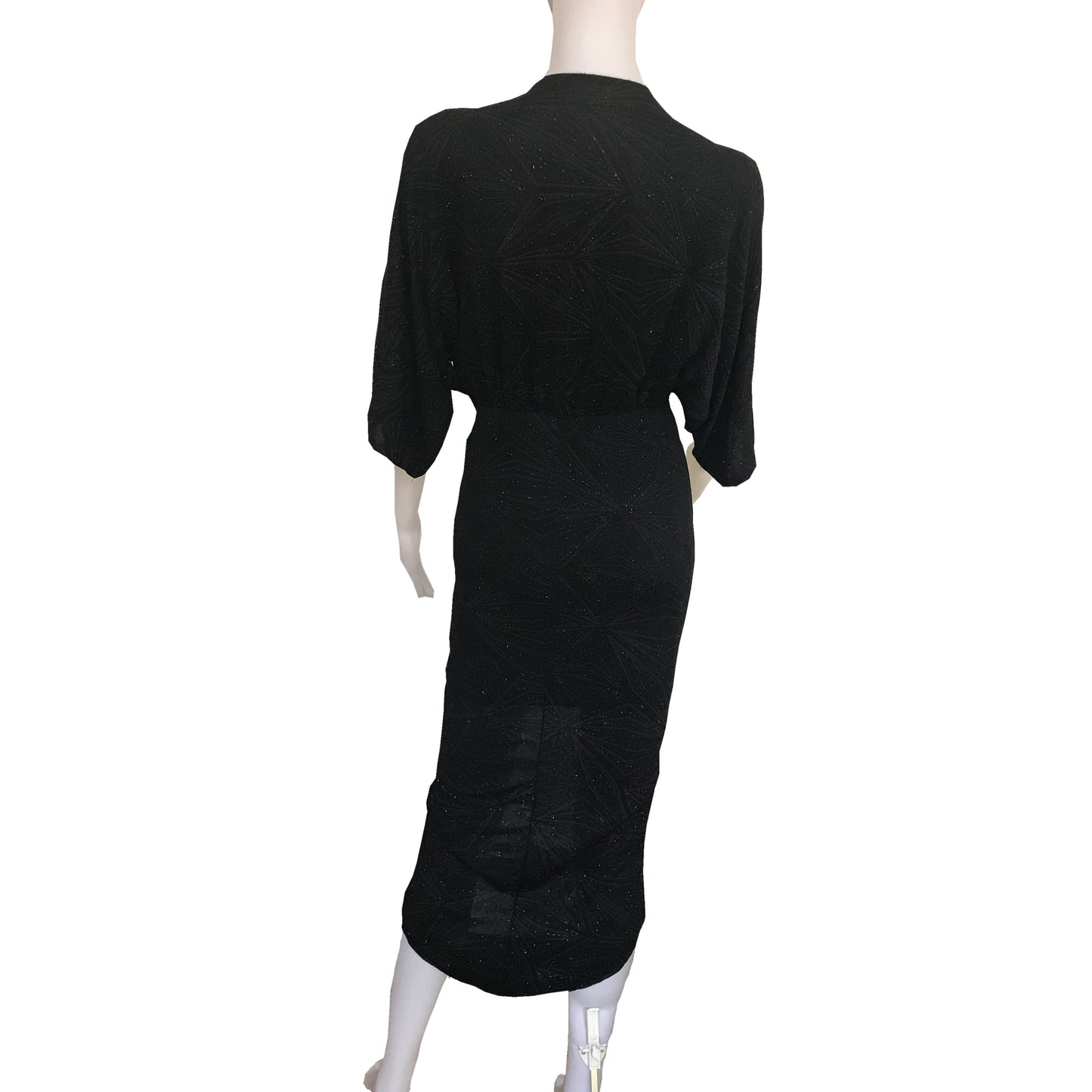 Vintage 1970s Black Dolman Sleeve Disco Dress