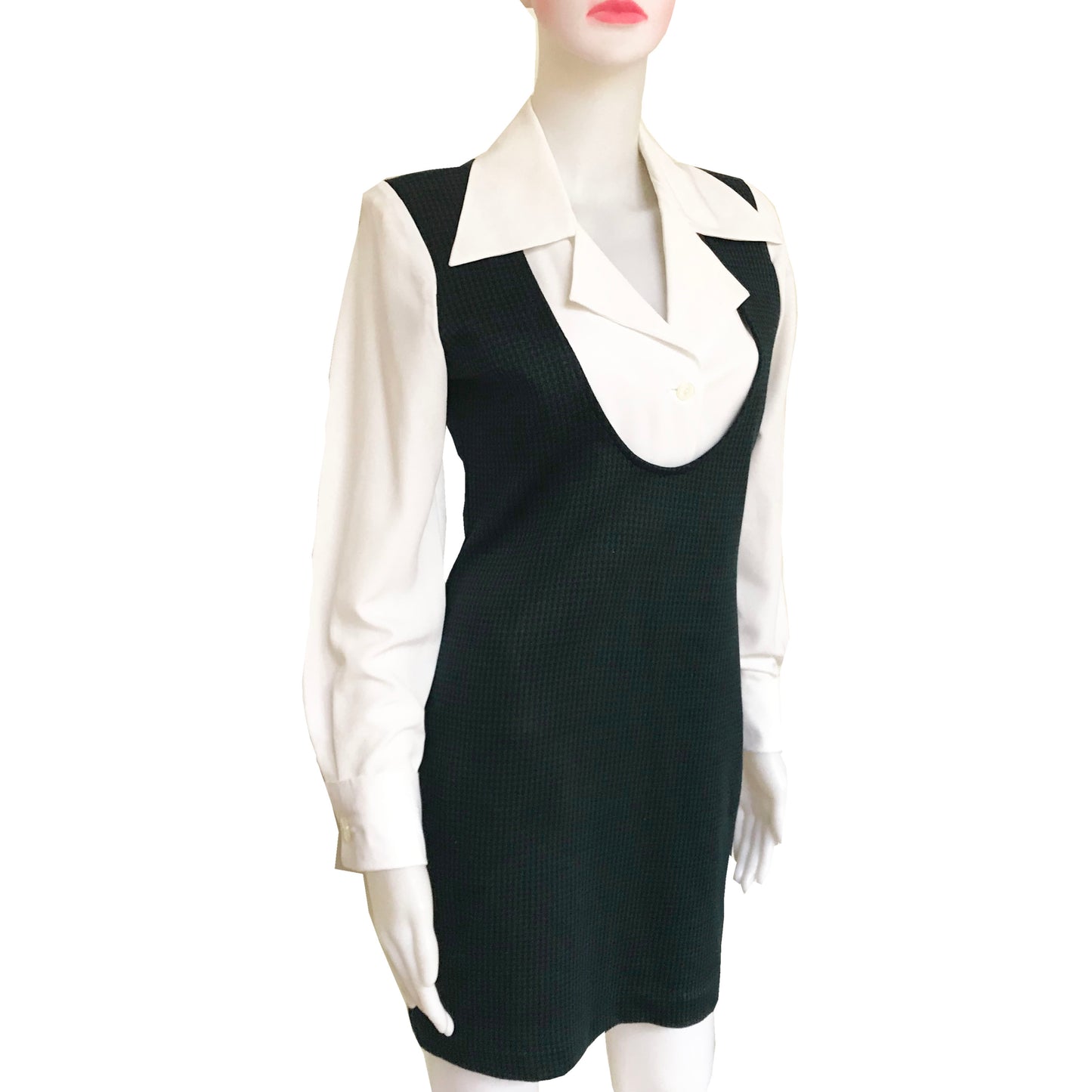 Vintage 1970s Houndstooth Jumper Dress