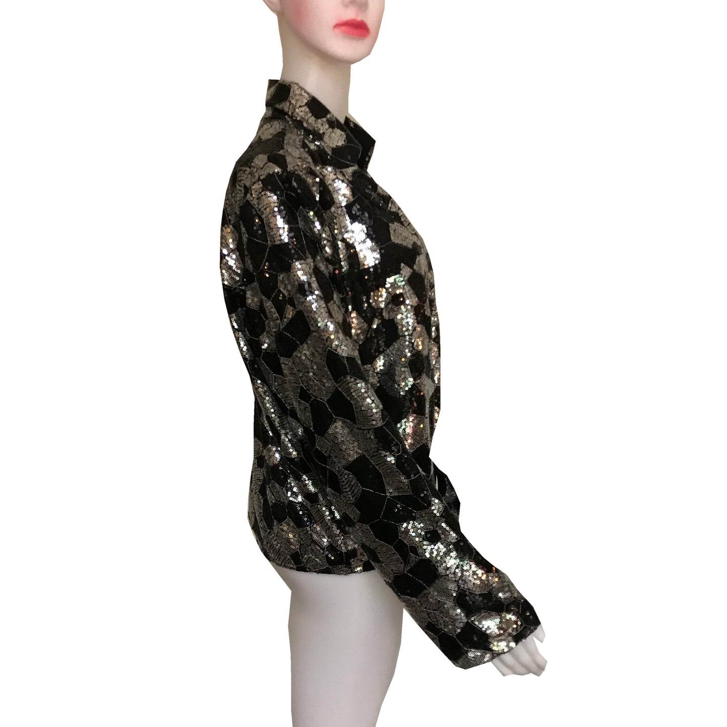 Vintage 1970s Sequined Disco Tie-Front Blouse