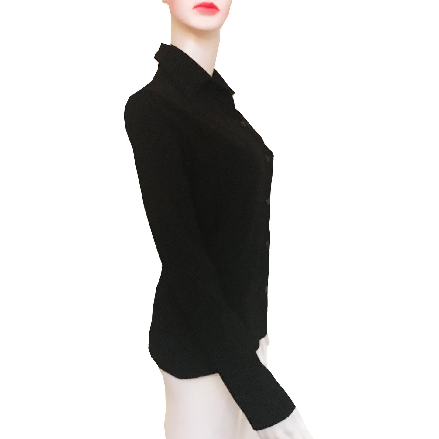 Vintage 1970s Black Button Down Blouse
