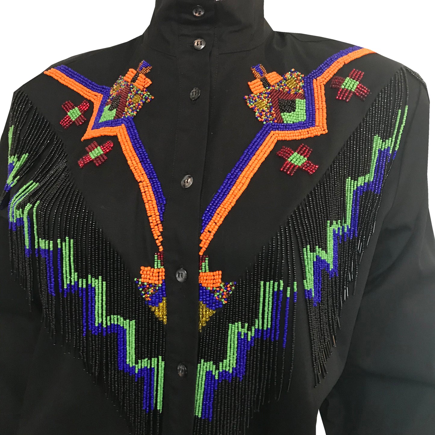 Vintage 1980s Beaded Fringe Western Shirt