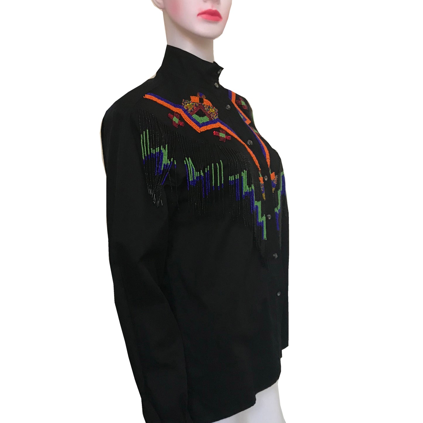Vintage 1980s Beaded Fringe Western Shirt