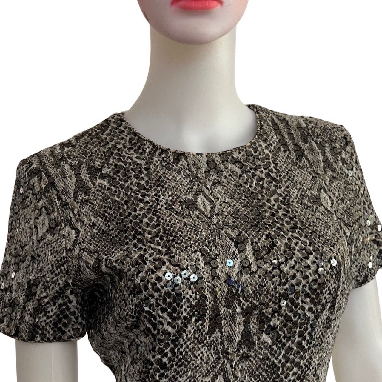 Vintage 1990s Lillie Rubin Sequin Snakeprint Dress