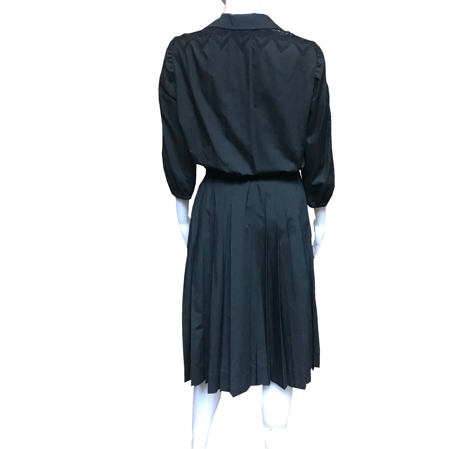 Vintage 1950s Carlye Black Eyelet Dress