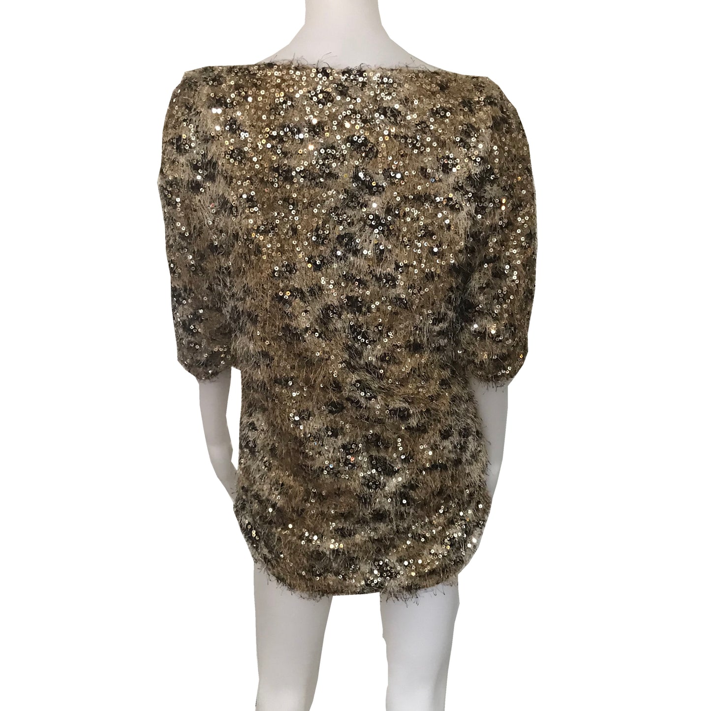 Vintage 1980s Gold Leopard Print Sequined Sweater