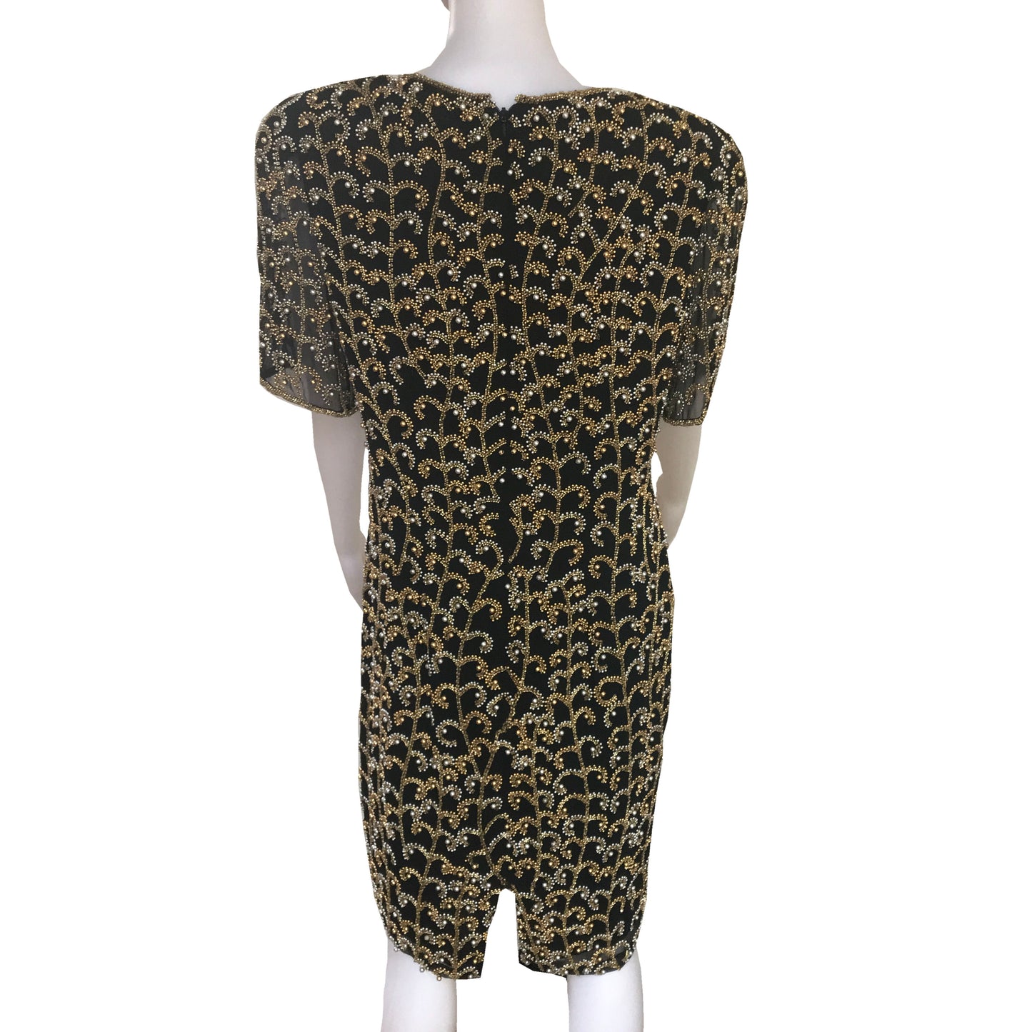 Vintage 1980s Oleg Cassini Beaded Cocktail Dress
