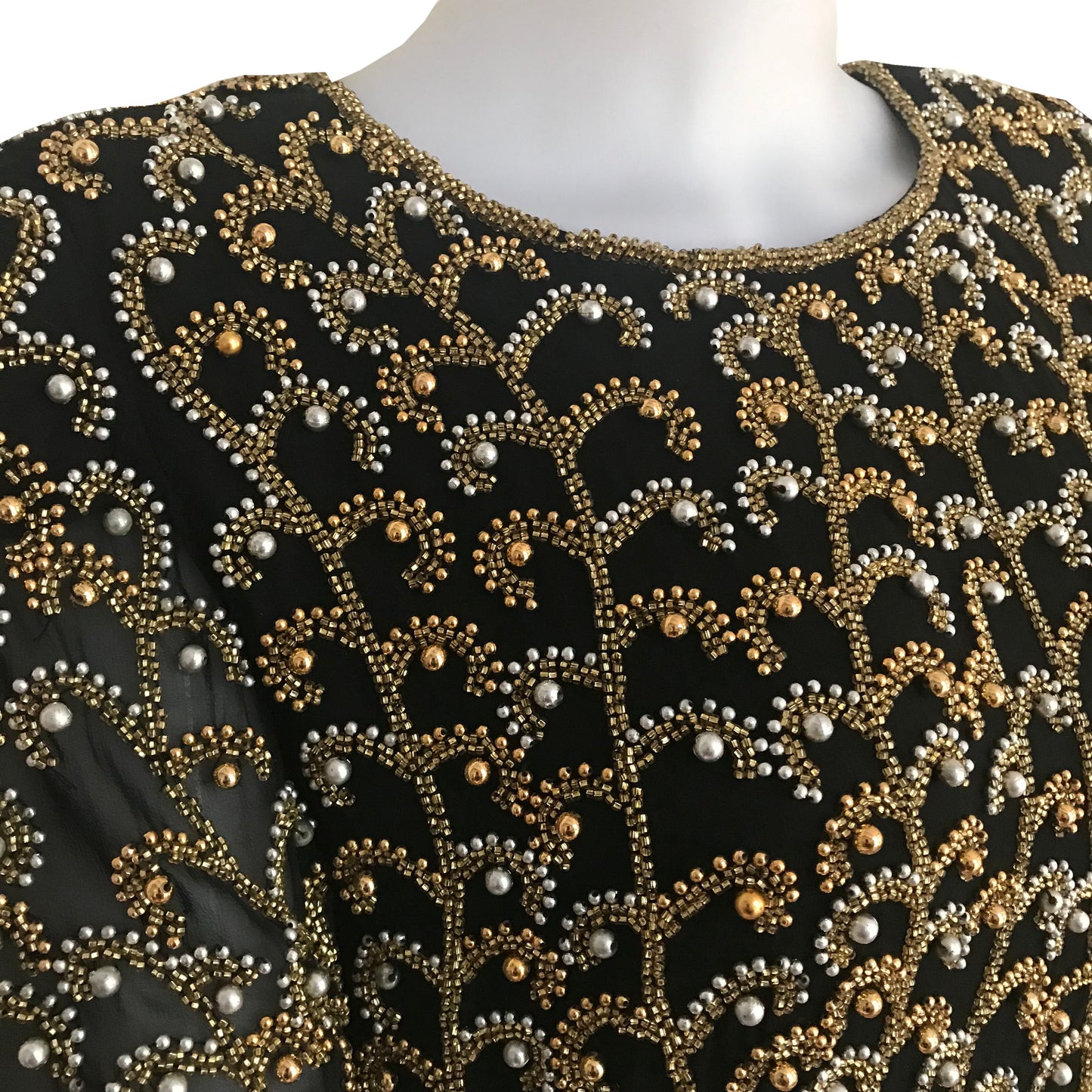 Vintage 1980s Oleg Cassini Beaded Cocktail Dress