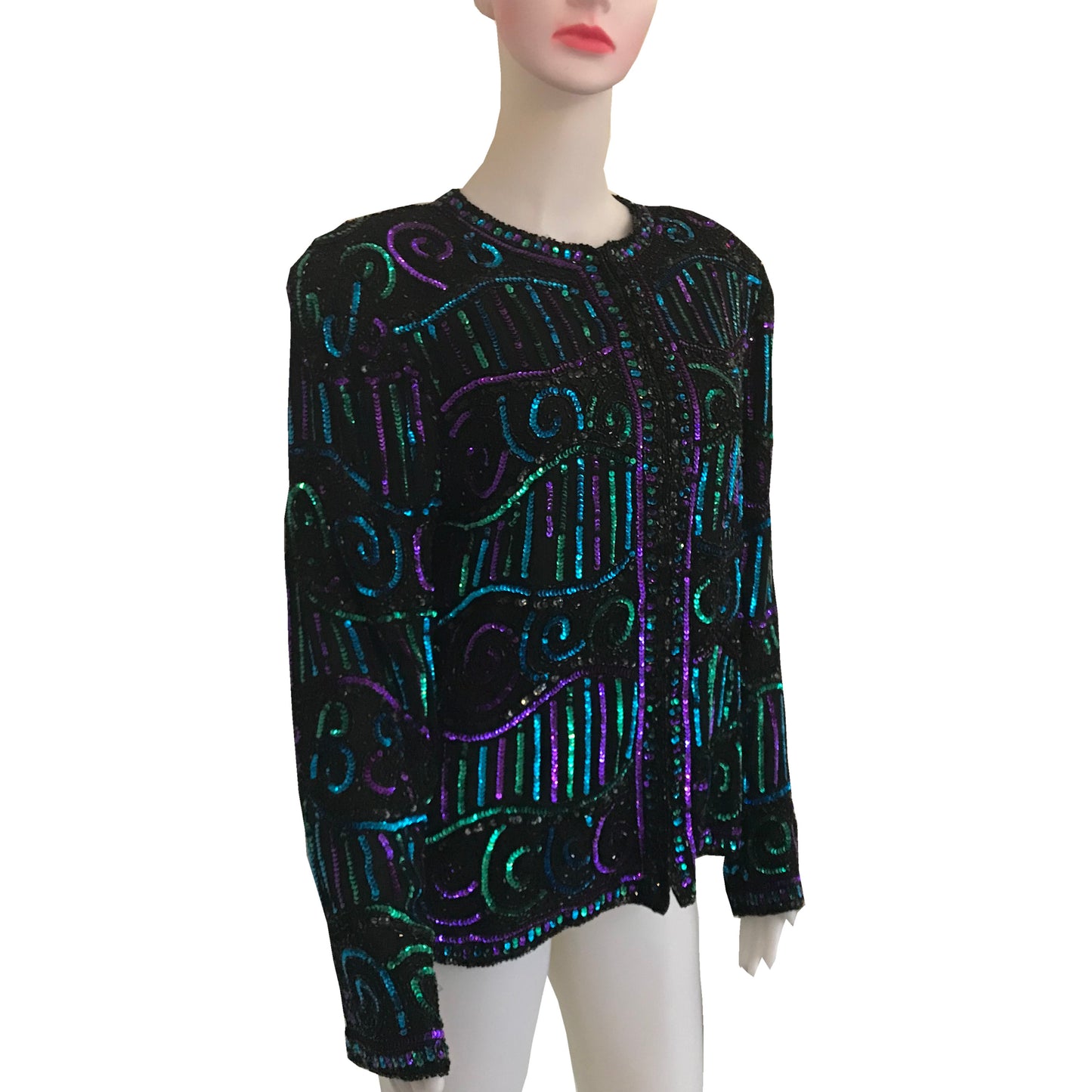 Vintage 1980s Brilliante Sequined Silk Formal Jacket