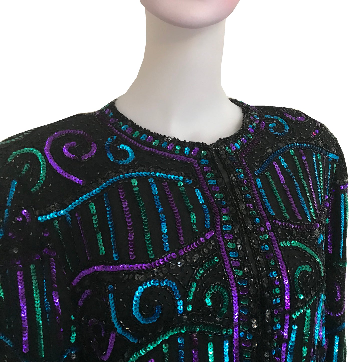 Vintage 1980s Brilliante Sequined Silk Formal Jacket