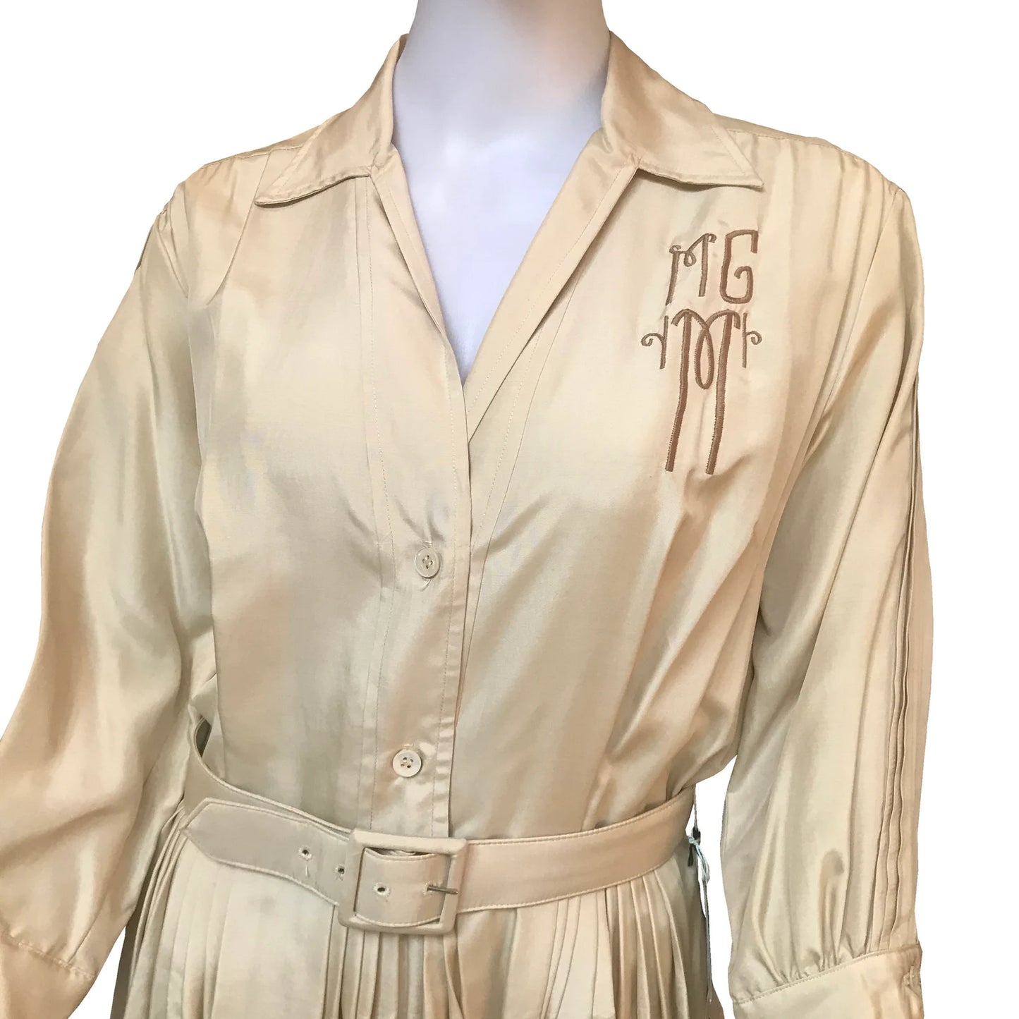 Rare Vintage 1950s Brielle Monogrammed Silk Dress