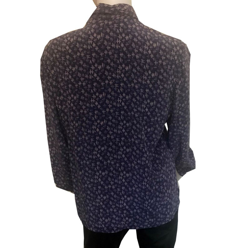 Vintage 1990s Halston Logo Purple Silk Blouse