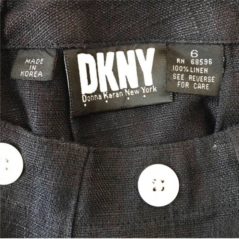 Vintage 1990s DKNY Navy Blue Linen Sailor Pants
