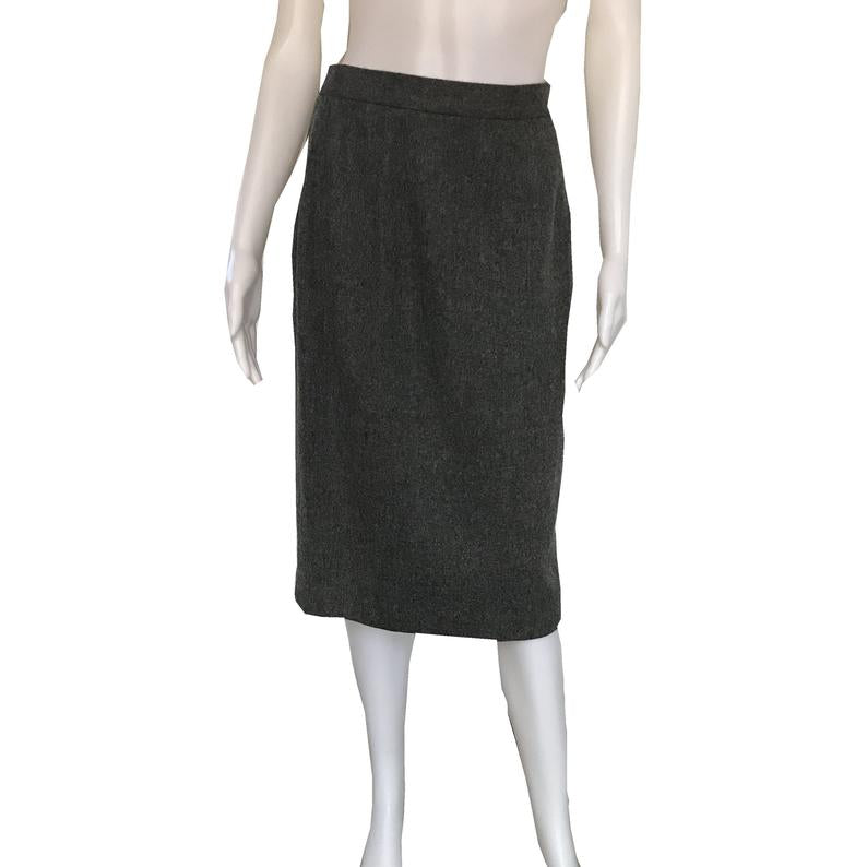 Vintage 1980s Oleg Cassini Gray Wool Skirt Suit