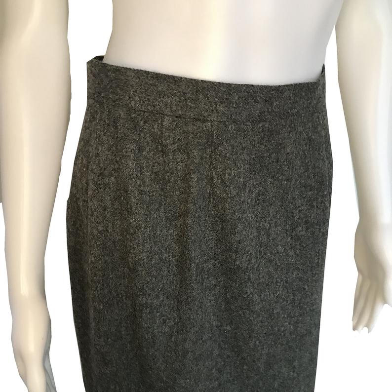 Vintage 1980s Oleg Cassini Gray Wool Skirt Suit