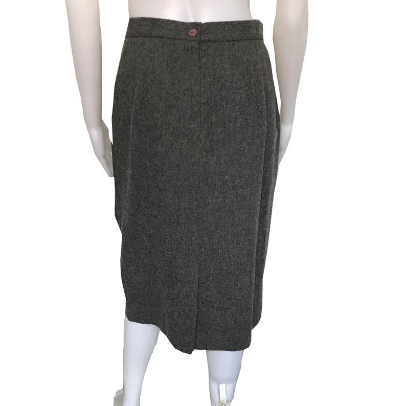 Vintage 1980s Oleg Cassini Gray Wool Skirt Suit
