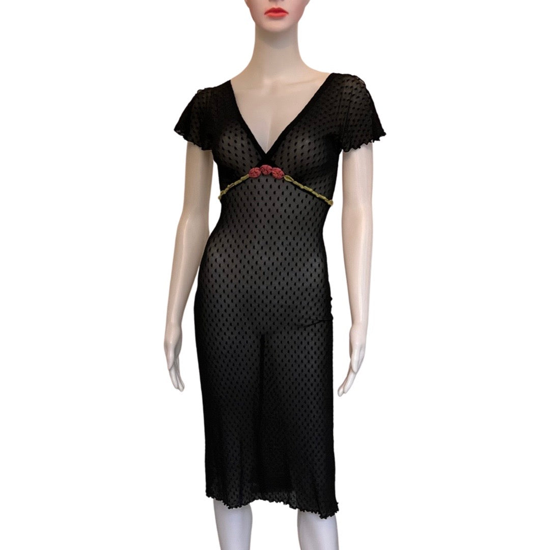 Vintage 1990s Sheer Black Betsey Johnson Dress