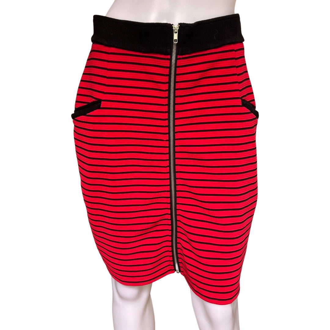 Vintage 1990s Red & Black Striped Knit Skirt Set
