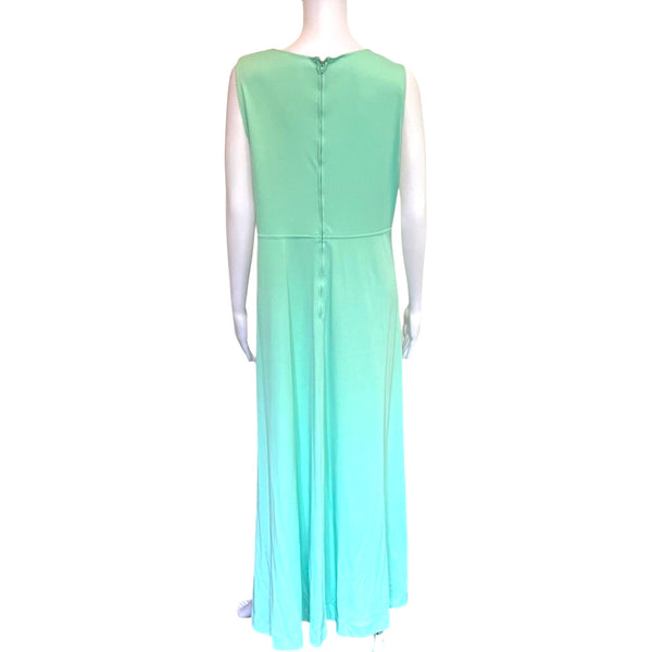 Vintage 1970s Seafoam Green Formal Gown With Cape