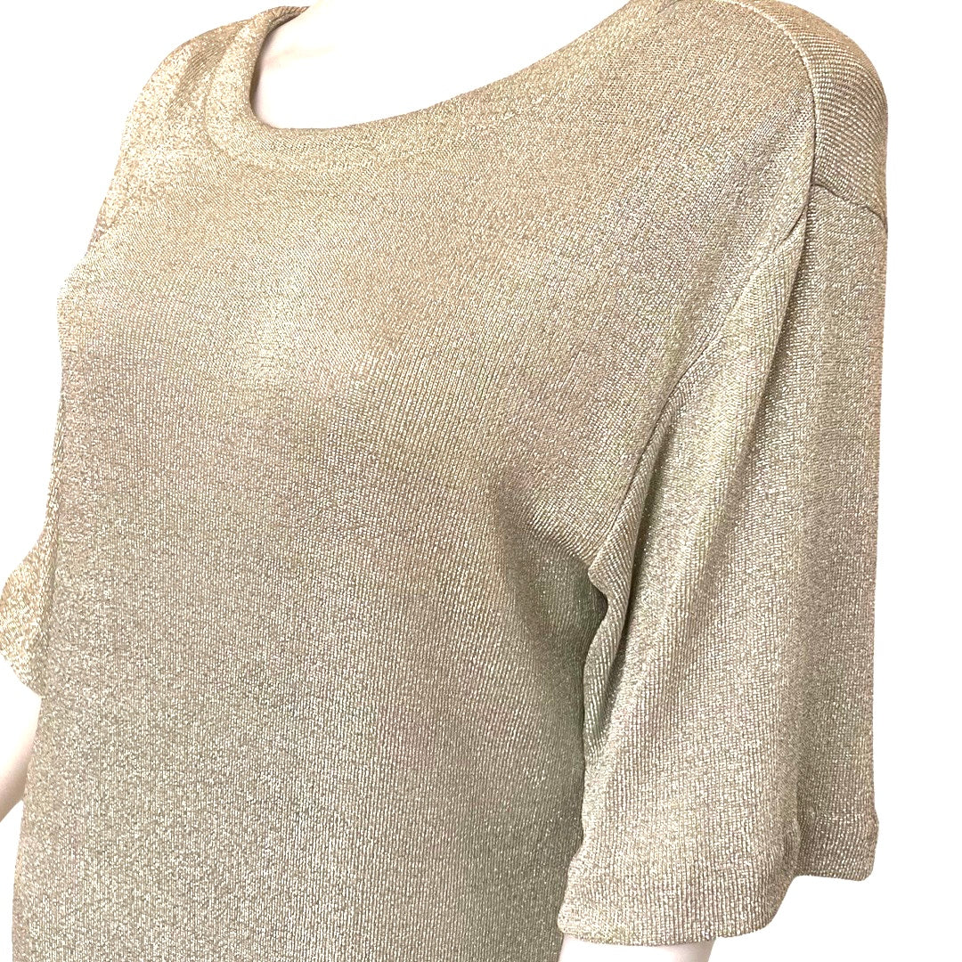 Vintage 1980s Gilberti Silver Shimmer Knit Dress
