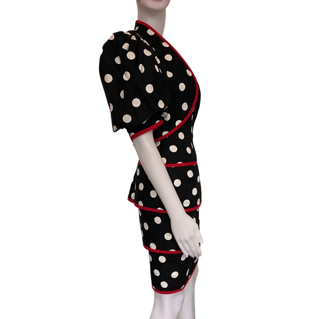 Vintage 1980s Lillie Rubin Polka Dot Dress & Jacket