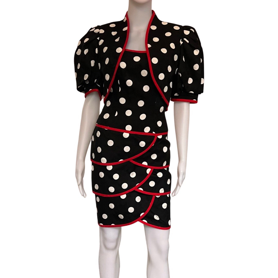Vintage 1980s Lillie Rubin Polka Dot Dress & Jacket