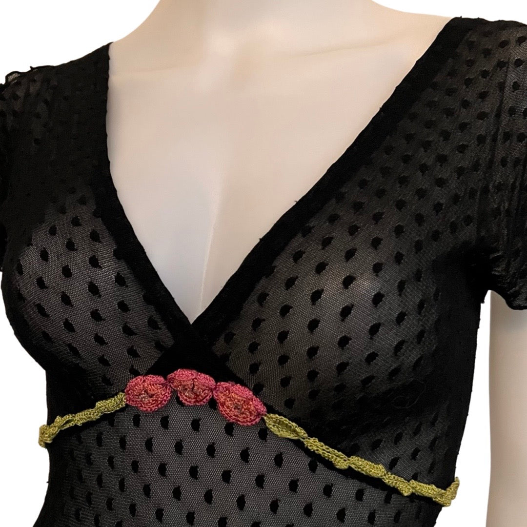 Vintage 1990s Sheer Black Betsey Johnson Dress