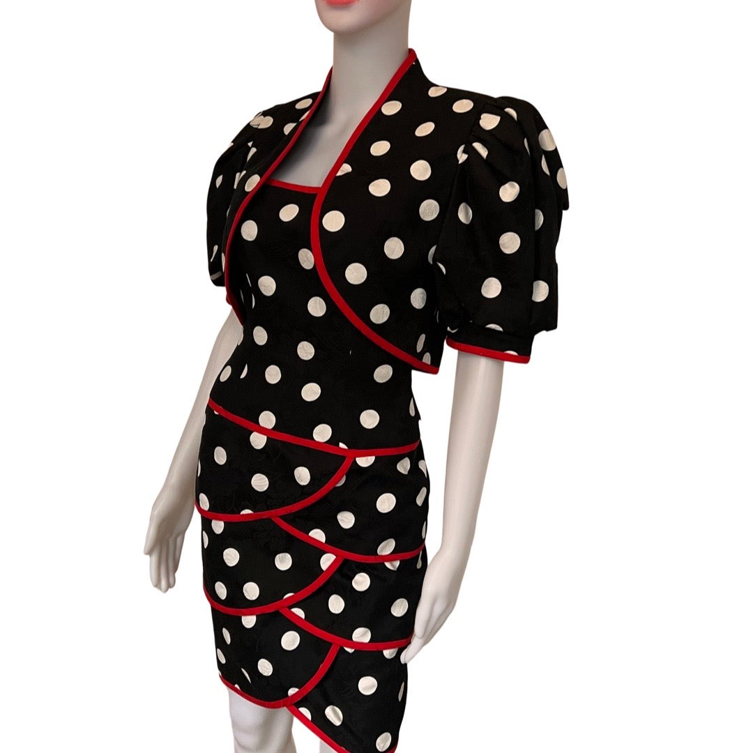 Vintage 1980s Lillie Rubin Polka Dot Dress & Jacket