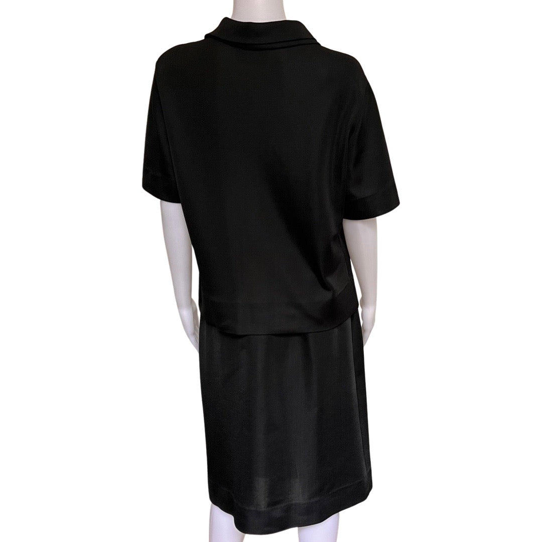 Vintage 1960s Kimberly Knits Black 2-Piece Skirt Suit