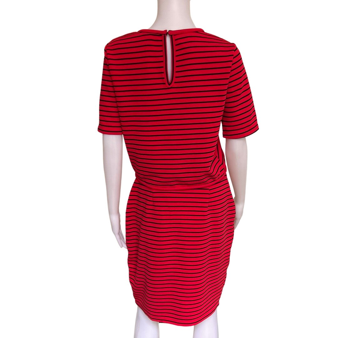 Vintage 1990s Red & Black Striped Knit Skirt Set