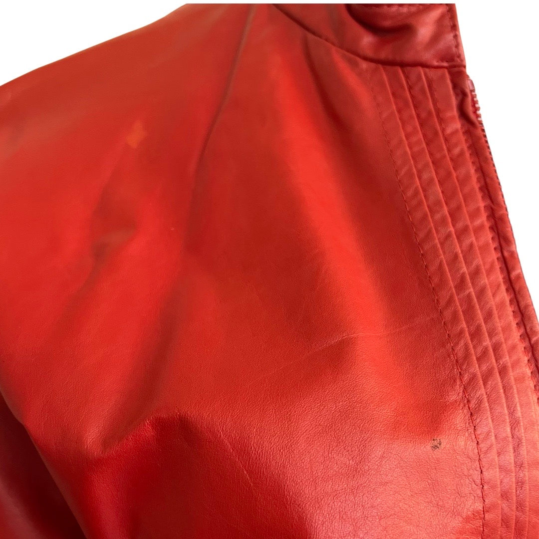 Vintage 1980s Red Leather Bomber Jacket