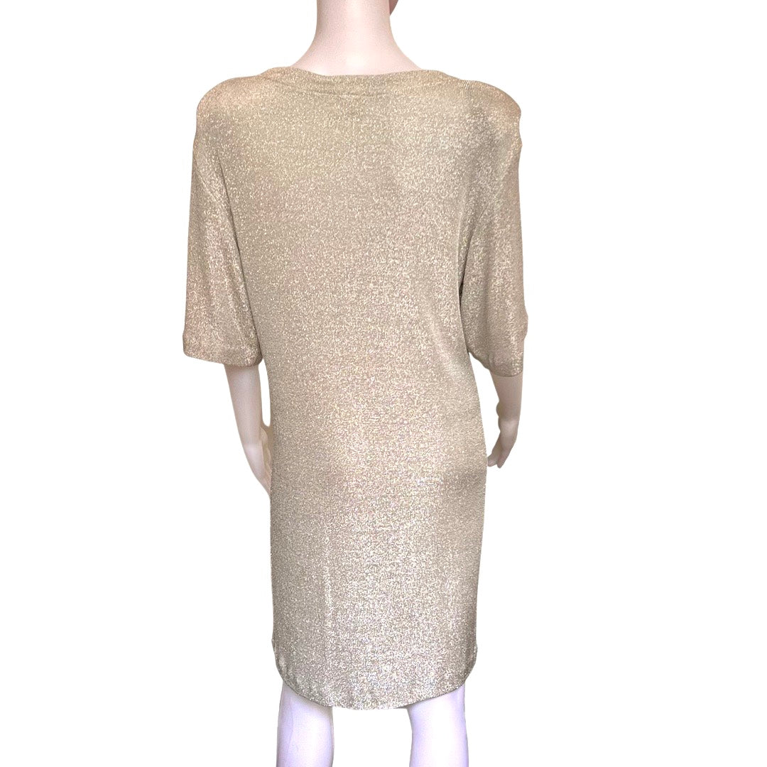 Vintage 1980s Gilberti Silver Shimmer Knit Dress