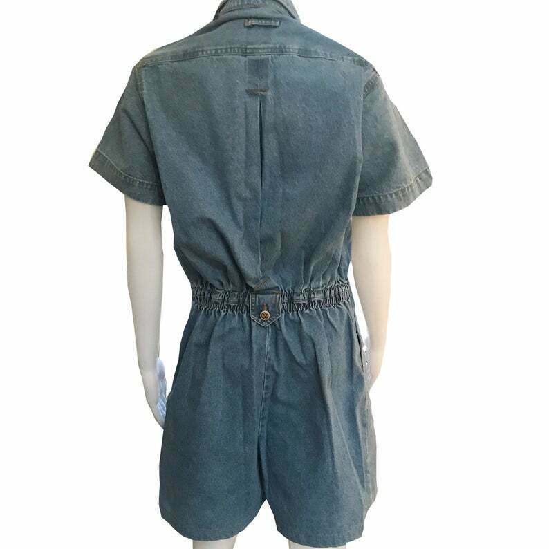 Vintage 1980s Bill Blass Light Denim Shorts Playsuit