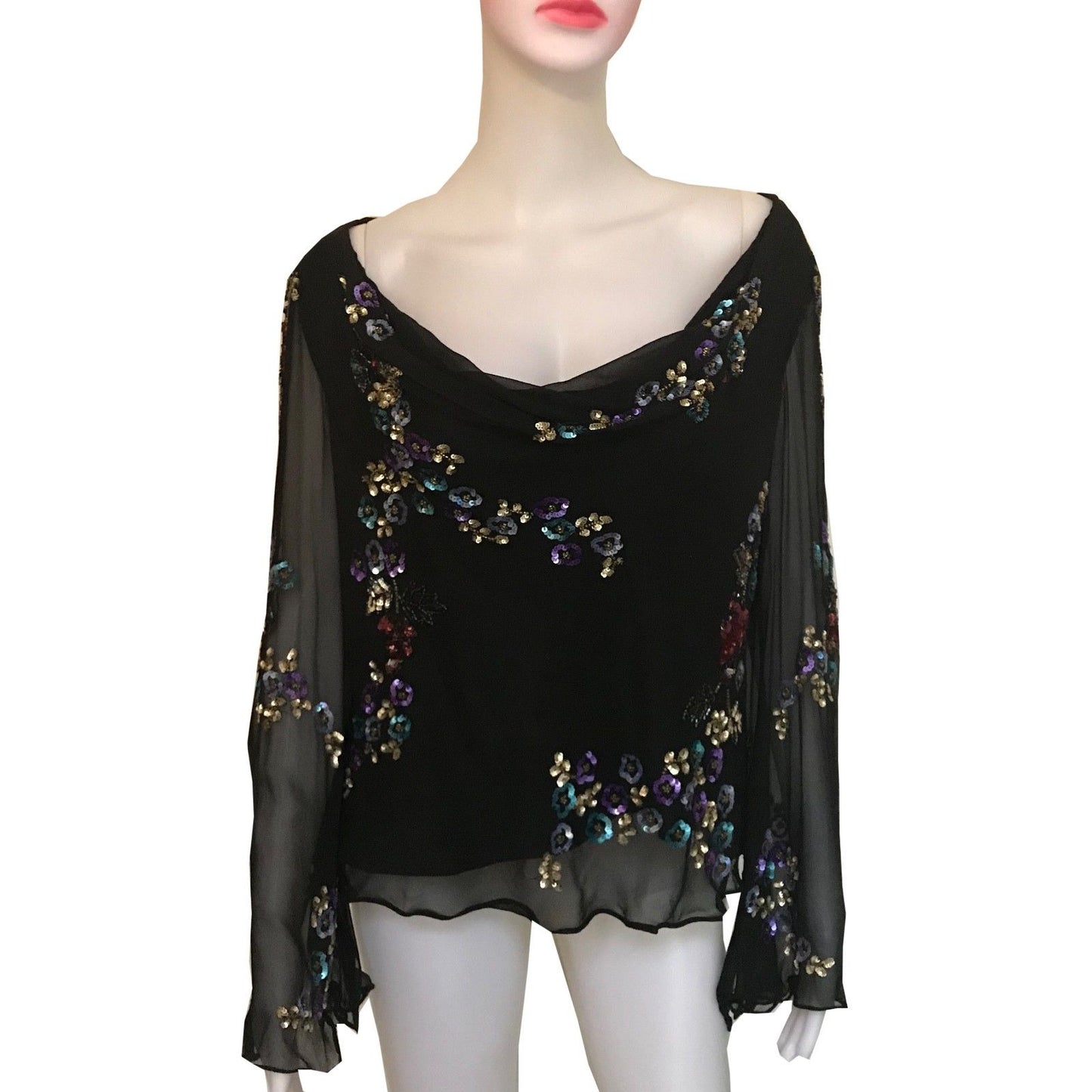 Vintage 1970s Sequined Blouse From Paris Boutique