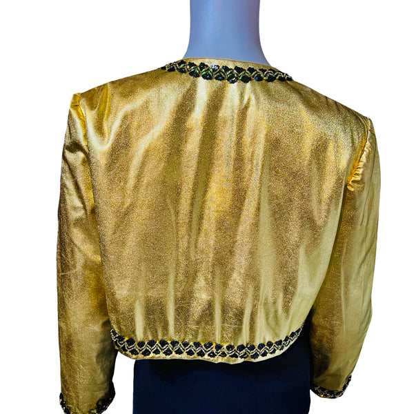 Vintage 1980s Gold Lamé Cropped Bolero Jacket